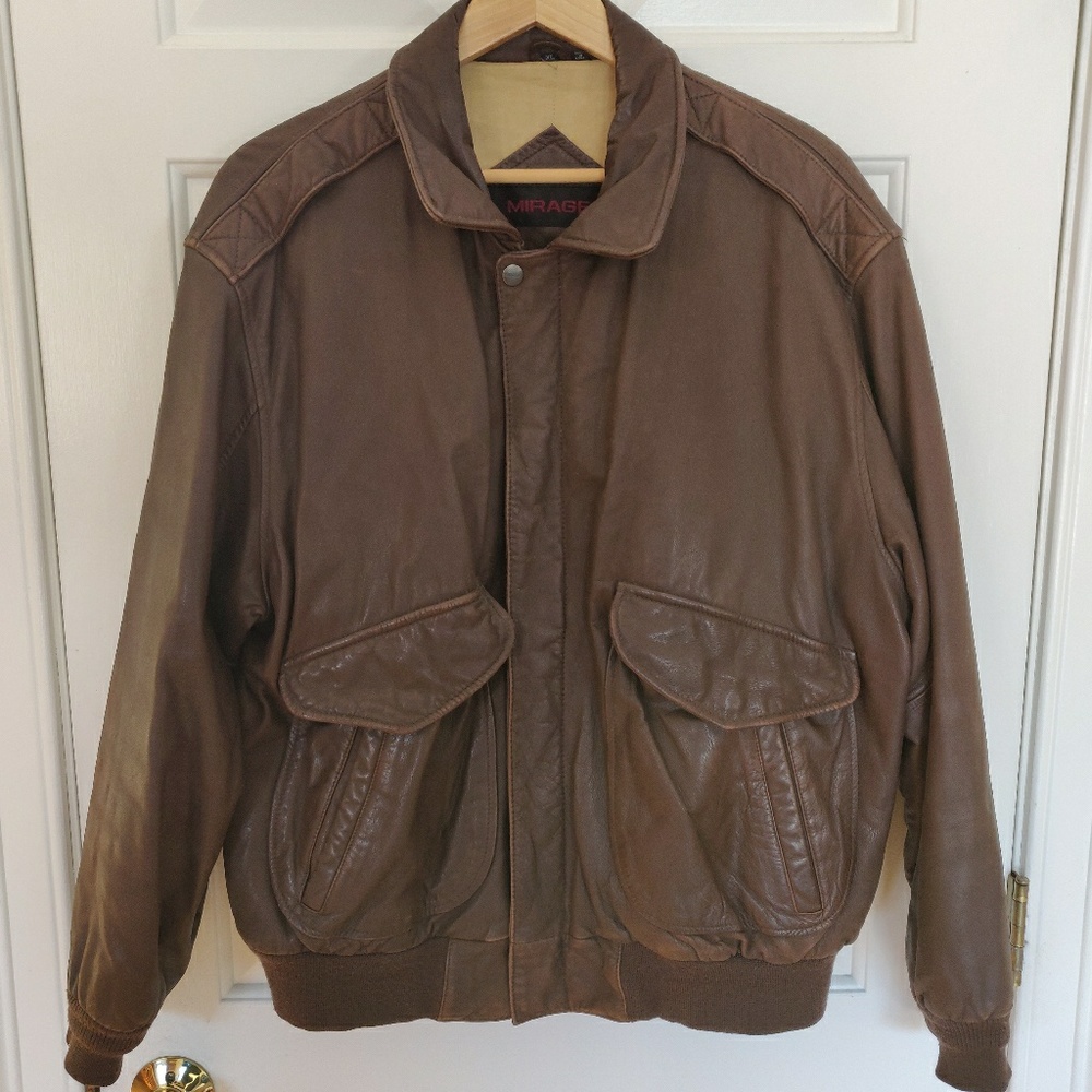 Mirage Leather Bomber Jacket Aviator XL